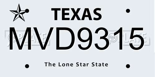 MVD9315 Texas License Plate