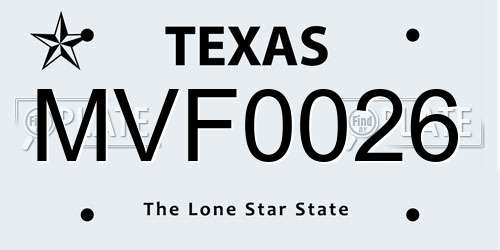 MVF0026 Texas License Plate