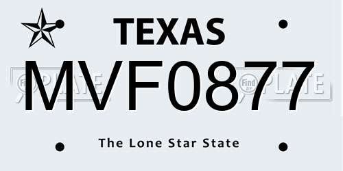 MVF0877 Texas License Plate