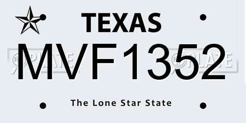 MVF1352 Texas License Plate
