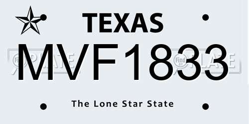 MVF1833 Texas License Plate