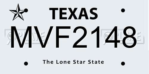 MVF2148 Texas License Plate