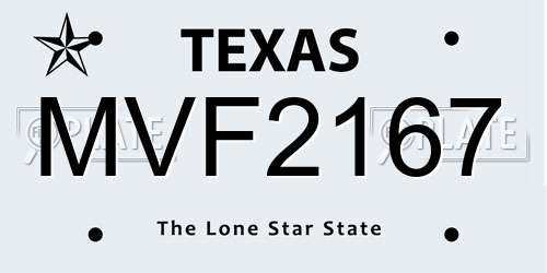 MVF2167 Texas License Plate