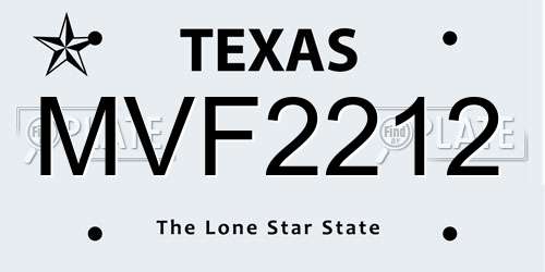MVF2212 Texas License Plate