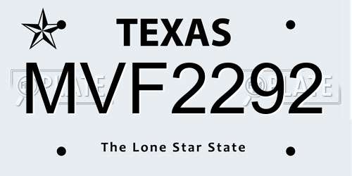 MVF2292 Texas License Plate