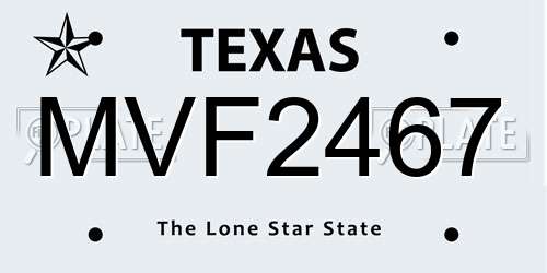 MVF2467 Texas License Plate