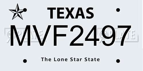 MVF2497 Texas License Plate