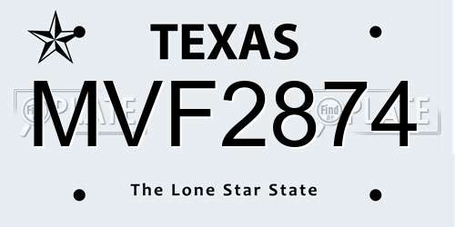 MVF2874 Texas License Plate