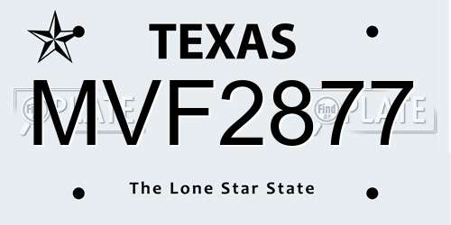 MVF2877 Texas License Plate
