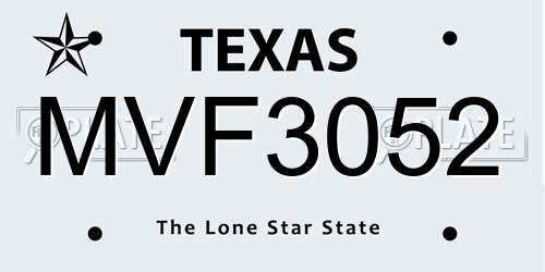 MVF3052 Texas License Plate