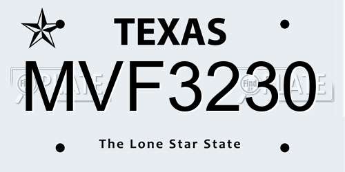 MVF3230 Texas License Plate