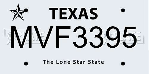 MVF3395 Texas License Plate
