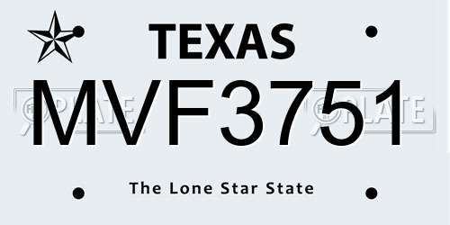 MVF3751 Texas License Plate