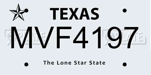 MVF4197 Texas License Plate