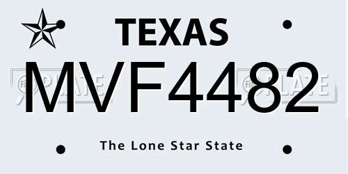 MVF4482 Texas License Plate