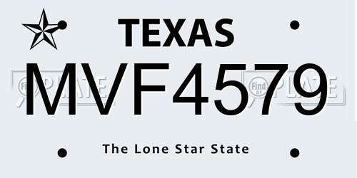 MVF4579 Texas License Plate