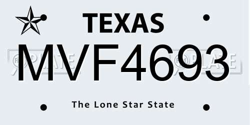 MVF4693 Texas License Plate