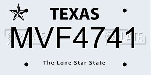 MVF4741 Texas License Plate