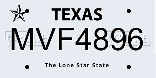 MVF4896 Texas License Plate