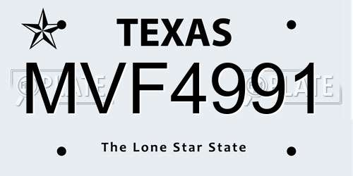 MVF4991 Texas License Plate