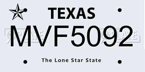MVF5092 Texas License Plate