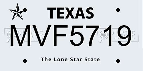 MVF5719 Texas License Plate