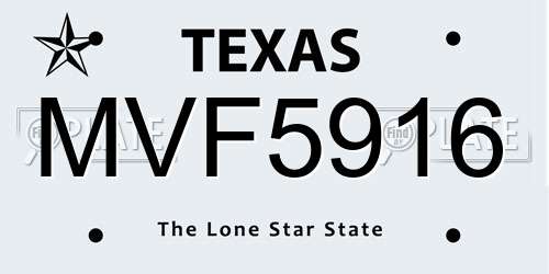 MVF5916 Texas License Plate