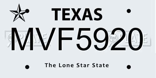 MVF5920 Texas License Plate