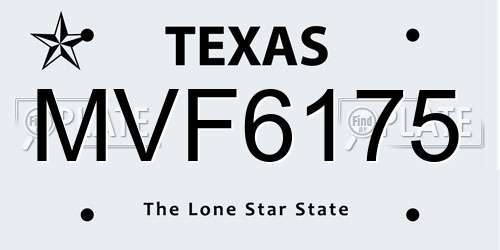 MVF6175 Texas License Plate