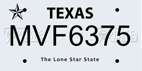 MVF6375 Texas License Plate