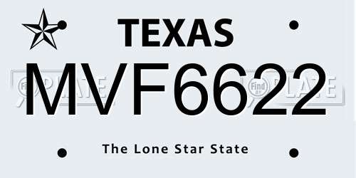 MVF6622 Texas License Plate