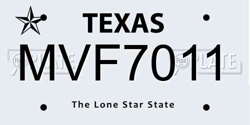 MVF7011 Texas License Plate