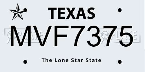MVF7375 Texas License Plate