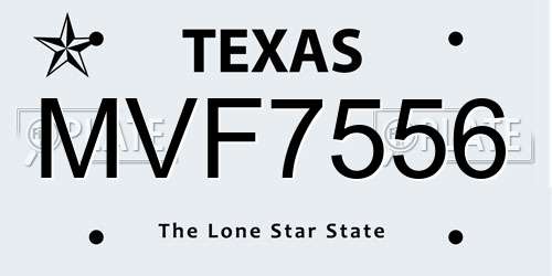 MVF7556 Texas License Plate