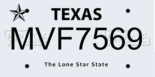 MVF7569 Texas License Plate