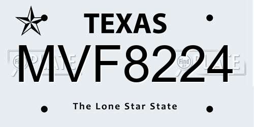 MVF8224 Texas License Plate