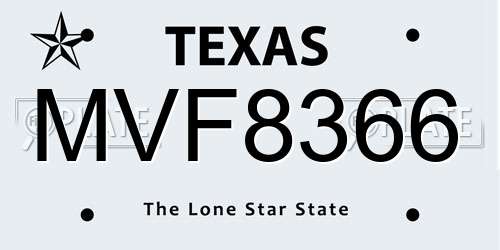 MVF8366 Texas License Plate