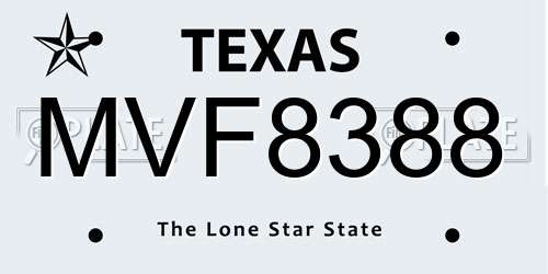 MVF8388 Texas License Plate