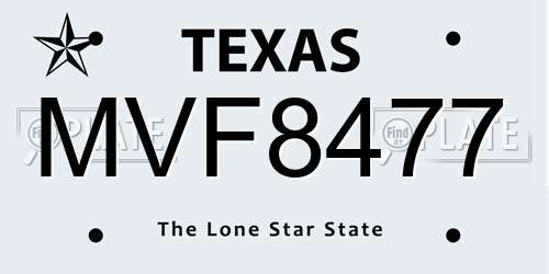 MVF8477 Texas License Plate