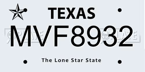 MVF8932 Texas License Plate