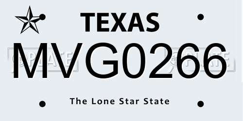MVG0266 Texas License Plate