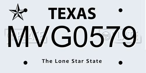MVG0579 Texas License Plate