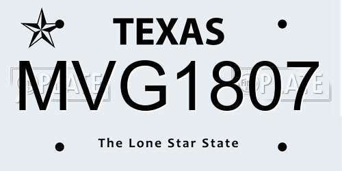 MVG1807 Texas License Plate