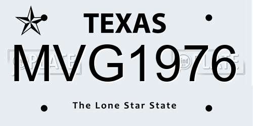 MVG1976 Texas License Plate