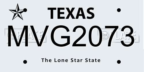MVG2073 Texas License Plate