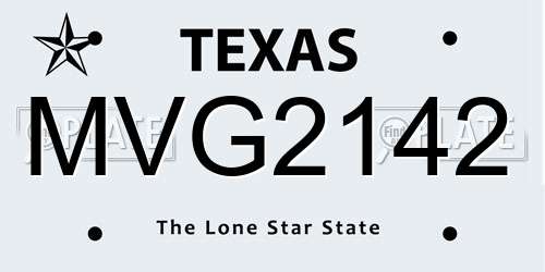MVG2142 Texas License Plate