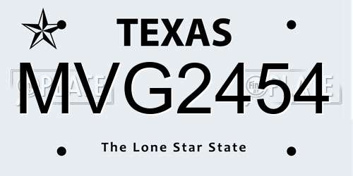 MVG2454 Texas License Plate