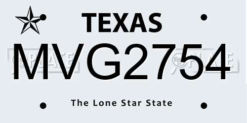 MVG2754 Texas License Plate