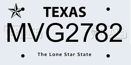 MVG2782 Texas License Plate
