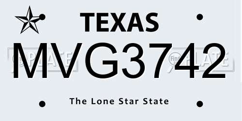 MVG3742 Texas License Plate